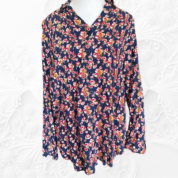 Woman Within Tops - Woman Within Floral Blouse